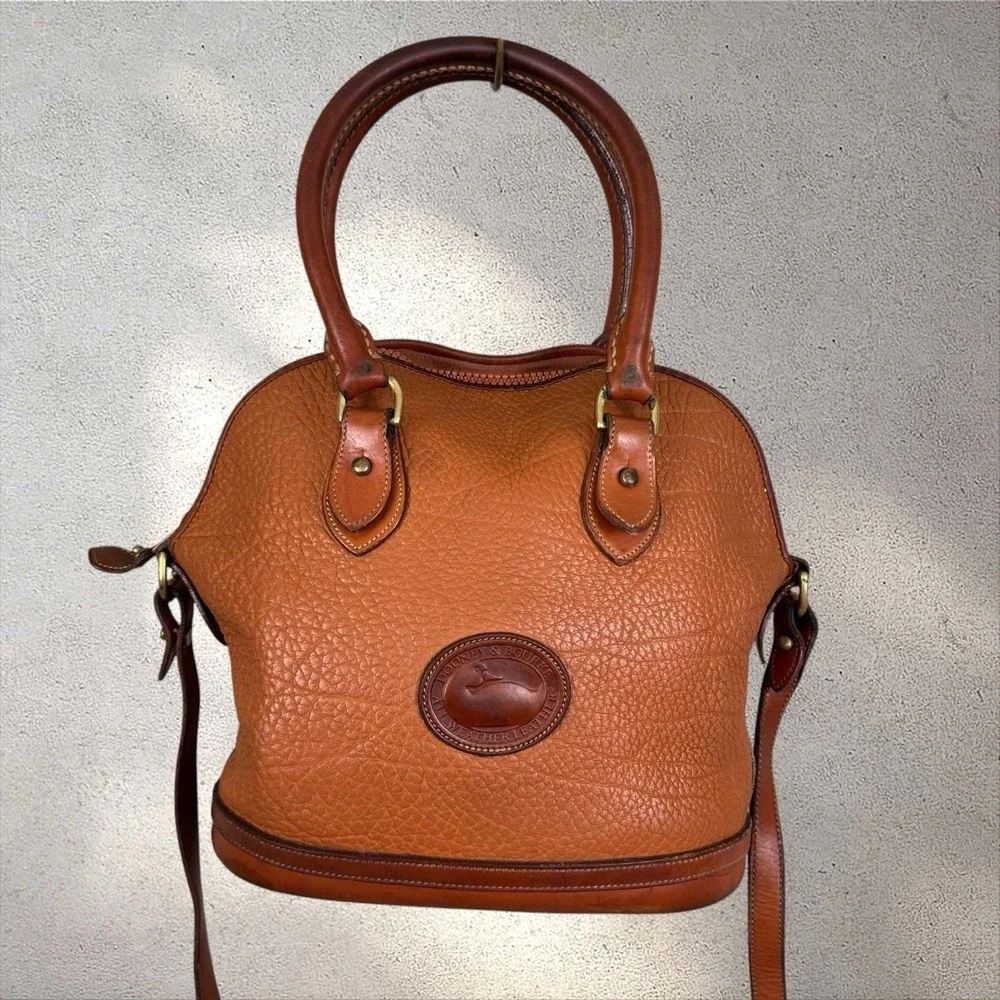 VINTAGE DOONEY & BOURKE Norfolk BRITISH TAN‎ Domed Satchel w/Crossbody Strap USA